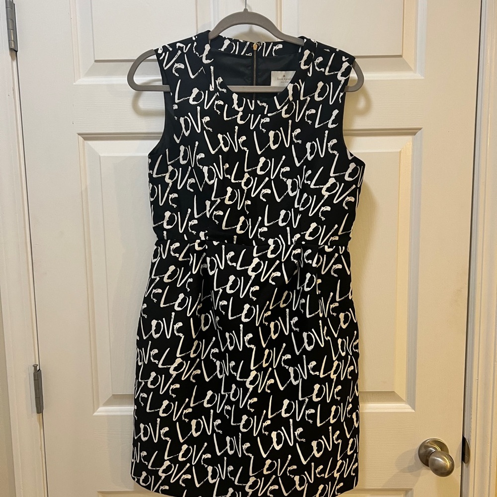Kate Spade Black and White Love Script Mini Dress